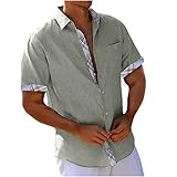 Leinenhemd Herren Kurzarm Baumwolle Hemd Hawaii Hemden Sommer Freizeithemden Oversized Kurzarmhemd Business Herrenhemden Tshirt Tops Leichte Fischerhemd 01 Grau XL