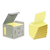 Post-it Haftnotiz Recycling Z-Notes Mini Tower, 76 x 76 mm, 100 Blatt, 6 Block, Pastellgelb - in Weiteren Farben Verfügbar - Selbstklebende Notizzettel aus 100% Recyclingpapier