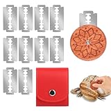 VMUTGA Brot Schneide Werkzeug, Rundes Brotmesser, Brot Lahm Scoring Tool, Scoring Hieb Teigmesser Bäckermesser, Rundbrotmesser mit 10 Rasierklinge Edelstahl Bäckermesser, für DIY Brotteig Muster