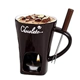 Fonduetasse mit Gabeln, 200 ml Schokoladenfondue-Set, Schokoladenschmelzbecher, Teelicht, schmelzende Chocola te Tasse, Keramik-Butterwärmer, Hot Pot Me lting Teelichtheizung für Choco Late Cheese