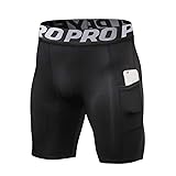 YUSHOW 1er Pack Herren Kompressionsshorts Anti Schweiß Kurze Hosen Sommer Sporthose Schnelltrocknende Jogginghose Kurz mit Taschen Gym Fahrradhose