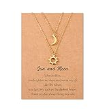 SUNSH Sonne und Mond Halskette für Frauen Teens Mädchen Mutter Tochter Halskette beste Freundin Halsketten Freundschaft Bessties Set Schwester Schmuck BFF Freundschaft Geschenke für sie 2PCS Gold