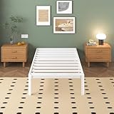 Lutown-Teen Metallbett 90x200 cm mit Rundes Beine, 36cm Höhe Bettrahmen Einzelbett mit Metall Lattenrost, Weiß