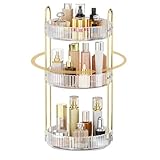 MOKANI Make Up Kosmetik Organizer, 360° Dreh Schmink Organizer, 3 Ebenen, Multifunctional Makeup Skincare Aufbewahrungssystem für Schminktisch, Badezimmer, Schlafzimmer, Transparent