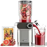 Anybear Entsafter 200W Slow Juicer mit 110 mm großem Einfüllschacht für ganze Früchte/Gemüse | Upgraded Schnecke | Tritan-Material | BPA-frei | Inkl. Saftrezepte (Silbern)