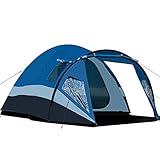 Portal Zelt 3-4 Personen Stehehöhe Camping Kuppelzelt XL mit Vorraum Seitentür&Fenster 3-4 Saison 3000mm Wasserdicht für Outdoor Festival Familie