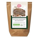 Bio Walnuss Kartoffel Krustenbrot Backmischung - Brotbackmischung Walnussbrot Kartoffelbrot - Brotbackautomat geeignet - Bake with Love - (1er Pack)