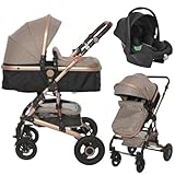 Lorelli Alba Premium Pearl Beige 3-in-1 Kombi Kinderwagen mit Spirit Autositzen