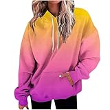 Generisch Damen Kapuzenpullover Oversize mit Verlauf – Weicher Hoodie mit Kapuze für Damenmode, Y2K-Stil, als sportliche Jacke oder Blouson für Herren und Damen