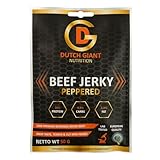 Dutch Giant Beef Jerky Peppered | 10 x 50 gram | Jerky Trockenfleish für menschen | Low-Carb, Hochprotein Snack | Knabberartikel | Gym Jerky 500g | Olivier Richters | Musclemeat | 100% Rindfleisch