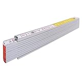 Stabila Zollstock Type 717, 2 m, weiß, weiß/gelbe metrische Schnellablese-Skala, Winkelfunktion, Meterstab aus PEFC-zertifiziertem Holz, Polyamid-Gelenke