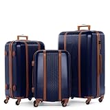 FERGÉ Kofferset 3 teilig Hartschale Milano Reisekoffer Trolley-Set (Handgepäck, L, XL) 3er Set Hartschalenkoffer Roll-Koffer 4 Rollen 100% ABS blau