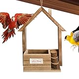 Vogelfutterstation aus Holz – Vogelhaus, kleine Zedern-Futterstation | Top-Füllung für den Außenbereich, Wildvogel-Futterspender für Garten, Hof, Terrasse, Rasen, zieht wilde und große Vögel an