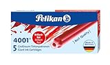 Pelikan 310623 Tintenpatronen 4001 Brilliant-Rot, Etui mit 5 Großraum-Patronen