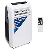 SereneLife Klimaanlage mobil 4-in-1: Luftkühler, Ventilator, Luftentfeuchter + Heizung – Tragbares Klimagerät mit Abluftschlauch, Fernbedienung & Kit für Räume bis 42 m² – Fenster-Montage 9,000 BTU