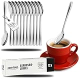 COM-FOUR® 12x Espressolöffel aus rostfreiem Stahl - stilvolles Tafelbesteck im schlichten Design - Teelöffel - Dessertlöffel - Teeservice (12 Stück - Espresso Löffel 12cm)