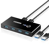 UGREEN USB Switch 2PC USB 3.0 Switcher 2 In 4 Out USB Switch mit 2 USB 3.0 A auf A Kabeln für Tastatur, Maus, Drucker, Scanner, USB Sticks usw.