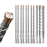 ZENIX SDS Plus Bohrer set 11-tlg [Ø4-14×210mm] - Titanbeschichtete 4-Schneiden | 40CR-Stahl