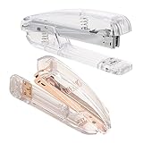 Homoyoyo 2 Stück Teiliges Mini Heftgerät Stabiles Heften Automatische Rückfederung Tragbar Geeignet für Büro Schule Zuhause Edle Roségold und Silber Farben