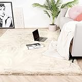 FRAAI Hochflor Teppich - Comfy Supreme Creme 160x230cm - Shaggy, Einfarbig - Modern, Skandinavisch - Wohnzimmer, Esszimmer, Schlafzimmer - Fellteppich - Carpet