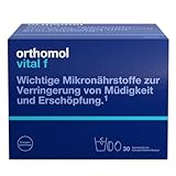 Orthomol Vital f für Frauen - bei Müdigkeit - mit B-Vitaminen, Omega-3-Fettsäuren und Magnesium - Granulat/Tabletten/Kapseln à 30 x Tagesportionen - Orangen-Geschmack