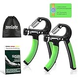 zenlete Profi Fitness Handtrainer, 2-er Set Fingerhantel einstellbar von 5-60 kg, Fingertrainer Unterarm-Trainer Trainingsgerät mit starker Feder für mehr Griffkraft + E-Book mit Übungen