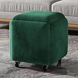5-in-1 Stapelhocker mit Rollen, Vielseitiger Sitzwürfel für Wohnzimmer & Esszimmer, Stilvolle Grüntechnik Tuch Fußbank