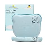 Punvot Babykissen, Baby Kissen mit 2 Bezüge, Neugeborenes Memory Schaumstoff Reisekissen, Kinderkopfkissen 100% Baumwolle für 0-12 Monate für Kinder Bett, Wiegen, Kinderwagen, Autositz Baby Geschenk