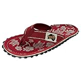 Gumbies Originals Rot - Flip Flops aus recycelten Materialien - profilierte Sohle aus wiederverwerteten Autoreifen, weiches Fußbett aus Canvas-Baumwolle, bequemer Baumwoll-Zehensteg, Pacific Red, 40