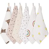 norinori Baby Musselin Waschlappen 6 Stück Neugeborene Musselintücher 100% Weiche Baumwolle Mehrzweck Baby Gesichtstüche 25x25 cm Kinder Badetuch für Jungen und Mädchen Baby Handtücher