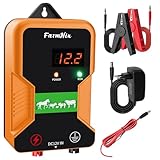 Elektrozaun-Ladegerät 15 km Reichweite mit LED Anzeige, 2 Joule 12kV Elektronisches Weidezaungerät 230V für Rinder, Schafe, Geflügel, Vieh, Steuergerät zum Schutz von Gärten （Schwarz Orange）