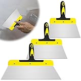3 Stück Flächenspachtel, Breitspachtel Set 20 cm 25cm 40cm Profi Edelstahl BreitspachtelWandwerkzeuge Trockenbau Finishing Glättungsspatel Spachtel zum Verputzen von Wänden