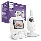 Philips Avent Babyphone mit Kamera, Tag- und Nachtsicht, hohe Reichweite, Eco-Mode, FHSS-Technologie, 2,7 Zoll Farbbildschirm, 10 Stunden Akkulaufzeit, weiß (Modell SCD833/26)