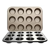 TTSTOIEE Muffin Backform Kohlenstoffstahl 12er (2er Set) - Backformen für Muffins und Kuchen - Antihaft Backblech Ofenfest Cupcake Förmchen Muffinform ohne Verbrennen 35x26CM