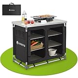 Juskys Campingküche faltbar mit Tragetasche - Outdoor Camping Küche Campingschrank klappbar - Faltbare Küchenbox - Schwarz