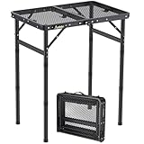 Anbte Campingtisch Klapptisch mit 3 Verstellbare Höhe Grilltisch aus Aluminium 60*40cm Koffertisch mit Metallgitter Tischplatte Leicht und Tragbar Gartentisch Biertisch für Strand Picknick (Schwarz)
