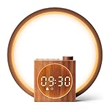 Dreamegg Nachttischlampe Touch mit Wecker - Tageslichtwecker mit 12 Lichtmodi, 20-Stufig Dimmbares, Lichtwecker mit 25 Beruhigende Klänge, Wake Up Light Wecker mit USB Ladefunktion, für Schlafzimmer