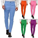 Herren Slim Fit Flat-Front Kleid Hose Anzughose Männer Stretch Fit Stilvolle Chino für Büroarbeit Elastische Taille Leichte Hose Bequeme Knitterfreie Freizeithose, grün, M