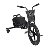 Drift Trike Kinder Driftscooter 90x68x60cm bis 80kg Hochwertiges Drifter Dreirad Rutscher mit Hinterrädern Geeignet für Kinder ab 6 Jahren (Kohlefaser Schwarz)