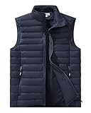 Outdoor Ventures Herren Packbare Steppweste Outdoor Übergangswesten Gefütterte Hybrid Sportwesten für Männer Laufen Golf Wandern Reiten Dunkelblau 2XL