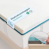 Ella Topper 90x200cm H3 H2 7cm hoch, Matratzentopper 90x200cm Gel-Memory- Schaum, Öko-Tex & CertiPUR zertifizierter Visco Topper, Mattress Topper mit Elastischer und Rutschfester Unterseite