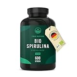 Bio Spirulina Presslinge - 600 Spirulina-Tabletten (500mg) - 4.000mg hochdosiert - Reine Spirulina Bio-Algen aus kontrolliert biologischem Anbau, Presslinge aus Spirulina-Pulver - Vegan - TRUE NATURE®