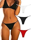 KUKU PANDA G String Tangas für Damen aus Baumwolle Frauen Unterwäsche Sexy Höschen Nahtlose Slips Thongs 3er Pack Set (Schwarz, Rot, Weiß, Medium)