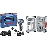 Bosch Professional 12V System Akku-Bohrschrauber GSR 12V-35 FC (2 x Akku, Ladegerät, Zusatzhandgriff) + 35x Extra Hard Schrauberbit‑ und CYL-3 Bohrer-Set (197 x 110,5 mm)