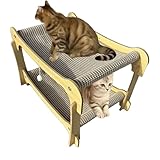 Katzenkratzer – Doppelschichtiges Kratzbrett, Katzenbett aus Sisal, Kratzunterlage für Katzen aus Naturfaser mit verstärktem Gewebe, Haustiermöbel für den Innenbereich mit Ruhestütze, Schlafliege für