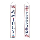 LDadgf 4. Juli Willkommen Veranda Schild Memorial Day Banner Dekorationen Patriotisches schwarzes Unabhängigkeitstag Hängebanner für Zuhause Party Tür im Freien Schaukelhalterung Decke (B, One Size)