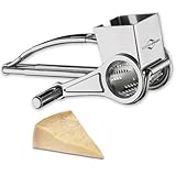 Küchenprofi Käsereibe Edelstahl, Käsereibe mit Kurbel, Trommelreibe geeignet für Käse, Gemüse, Obst & Nüsse, Parmesanreibe Spülmaschinenfest, Trommelreibe Edelstahl, 20 cm