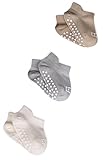 Lil Fairytale 3 Paar Baby Socken 0-24 Monate - Rutschfeste Knöchel/Niedrig mit Griffen, Geschenk für Neugeborene, Kinder, Jungen und Mädchen (DE/NL/SE/PL, Alter, 12 Monate, 24 Monate, Beige)