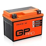 GP-PRO GP-001, 12V GEL 5Ah GEL Motorrad Batterie GTX4L-BS, wartungsfrei versiegelt vorgeladen ähnlich YTX4L-BS YTX5L-BS