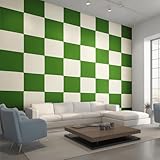 Generisch Tapete Schachbrett, Art Fototapete Karomuster Kariert Tapeten Wandtapete Wohnzimmer Grün Weiß Tapete fur Schlafzimmer 150x105 cm Wanddekoration Vliestapete W&72